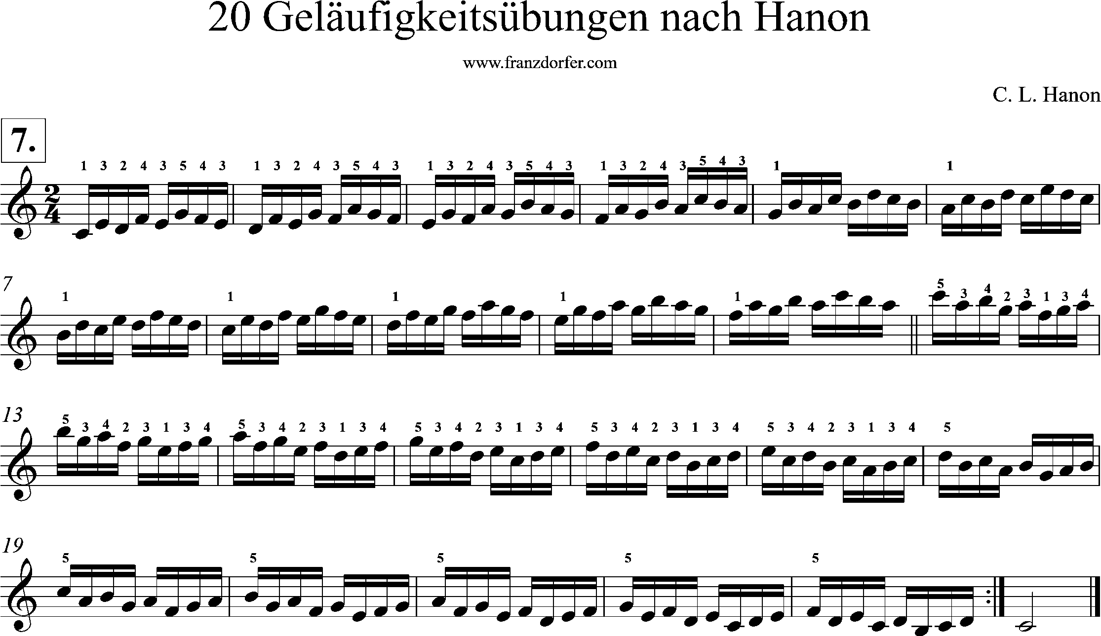 Akkordeonnoten, Hanon geläufigkeitsübungen, Nr-07